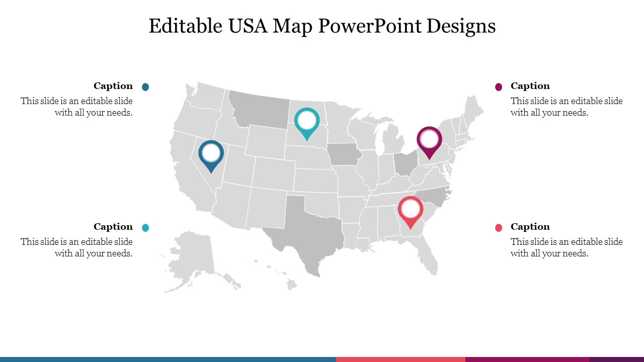 Editable USA Map PowerPoint Designs